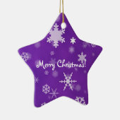 雪片のラベンダーとのメリークリスマス セラミックオーナメント (右)