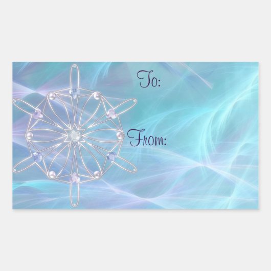 雪片のワルツのギフトラベルシール 長方形シール (正面)