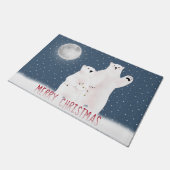 雪片の中のクリスマスのホッキョクグマ ドアマット (アングル)