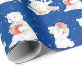 雪片の中の水彩の極性クマ ラッピングペーパー (ロールコーナー)