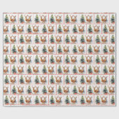 雪片の中の水彩クリスマスディアファミリー ラッピングペーパー (フラット)