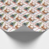 雪片の中の水彩クリスマスディアファミリー ラッピングペーパー (角)