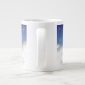 雪片の付いたクリスマスキャット ジャンボコーヒーマグカップ (裏面)