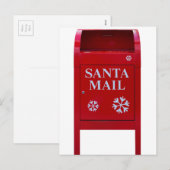 雪片の付いたサンタレッドメールボックス シーズンポストカード (正面/裏面)