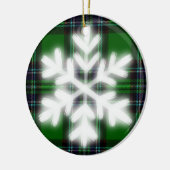 雪片の付いた緑と黒の格子模様詳細セラム セラミックオーナメント (左)