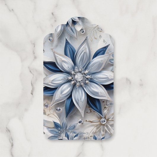 雪片の冬のイベント ギフトタグ (裏面)