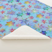 雪片の冬のカラフルでかわいらしいTiedyeパターン シェルパブランケット (3/4)