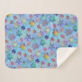 雪片の冬のカラフルでかわいらしいTiedyeパターン シェルパブランケット (正面(横))