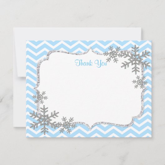 雪片の冬のサンキューカード ノートカード (正面)