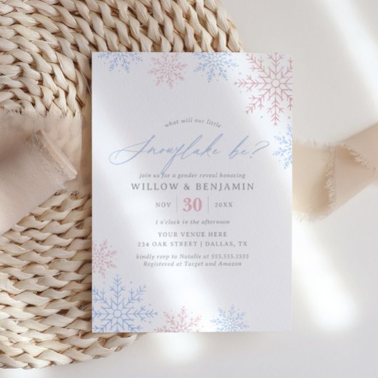 雪片の冬のジェンダーのパーティー 招待状