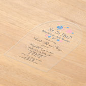 雪片の冬のジェンダーのリビール アクリル招待状 (レイダウン)