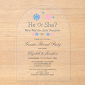 雪片の冬のジェンダーのリビール アクリル招待状 (正面)