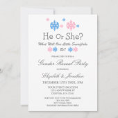 雪片の冬のジェンダーのリビール 招待状 (正面)