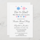 雪片の冬のジェンダーのリビール 招待状 (正面/裏面)