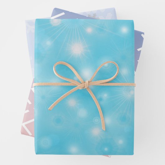 雪片の冬のパステルエレガントカラークリスマス ラッピングペーパーシート (インサイチュ)