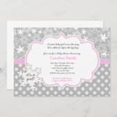 雪片の冬のベビーシャワーの女の子の招待状 招待状 (正面/裏面)