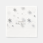 雪片の冬のベビーシャワー スタンダードカクテルナプキン (正面)