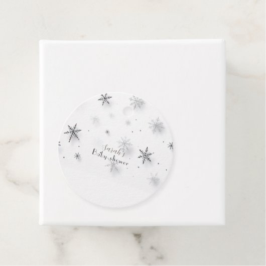 雪片の冬のベビーシャワー フェイバータグ (インサイチュ)