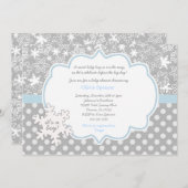 雪片の冬の不思議の国のベビーシャワーの招待 招待状 (正面/裏面)