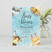 雪片の冬の森林ベビーシャワー招待状 招待状 (スタンド正面)