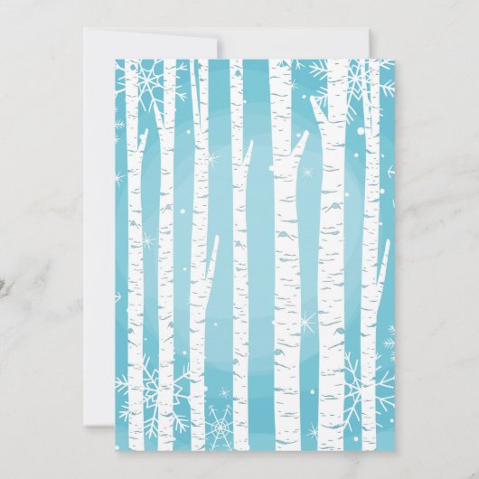 雪片の冬の森林ベビーシャワー招待状 招待状 (裏面)