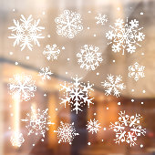 雪片の冬の窓がしがみつく ウィンドウサイン (シート2)