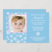 雪片の冬のOnederlandの写真の誕生日 招待状 (正面/裏面)