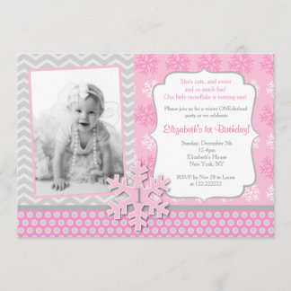 雪片の冬のOnederlandの誕生日の招待状 招待状