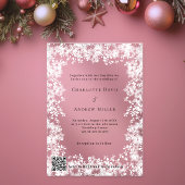 雪片の冬のQRコードRSVP 澄ん結婚 アクリル招待状