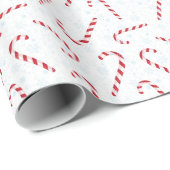 雪片の包装紙が付いているキャンディ・ケーン ラッピングペーパー (ロールコーナー)