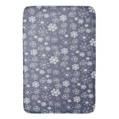 雪片の吹雪が真夜中の青 バスマット (正面縦)