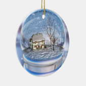 雪片の地球のオーナメント セラミックオーナメント (右)