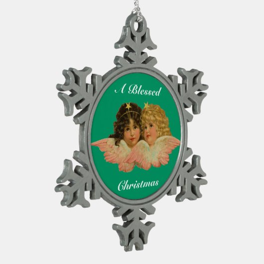 雪片の天使のオーナメント スノーフレークピューターオーナメント (左)