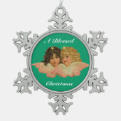 雪片の天使のオーナメント スノーフレークピューターオーナメント (正面)