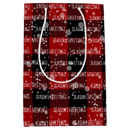 雪片の季節の挨拶文字 ミディアムペーパーバッグ (正面)