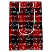 雪片の季節の挨拶文字 ミディアムペーパーバッグ (裏面)