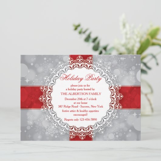 雪片の完全さの休日のパーティの招待状 招待状 (スタンド正面)
