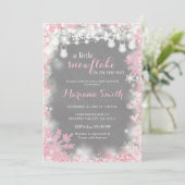 雪片の小さな冬の少女のベビーシャワー 招待状 (スタンド正面)