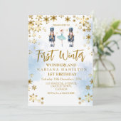 雪片の最初の冬のワンダーランド1st誕生日 招待状 (スタンド正面)