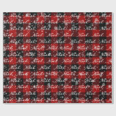 雪片の格子上のクリスマスノエル文字 ラッピングペーパー (フラット)