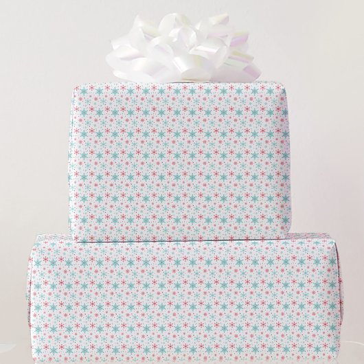 雪片の模様が一面に広がって雪が降る ラッピングペーパー