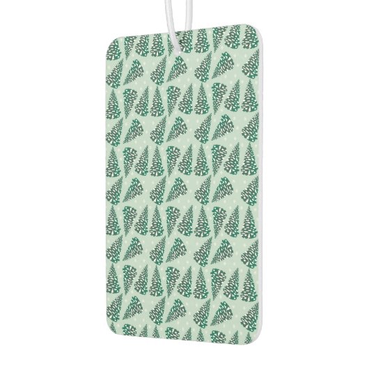 雪片の模様が緑の白い松の木 カーエアーフレッシュナー (左)