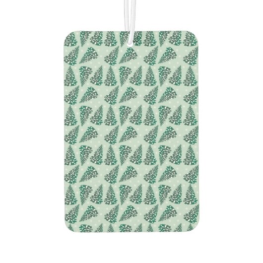 雪片の模様が緑の白い松の木 カーエアーフレッシュナー (裏面)