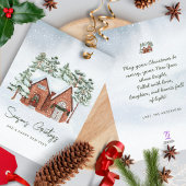 雪片の水の色の北欧クリスマスパインの木 シーズンカード