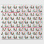 雪片の水彩クリスマス小妖精や小人 ラッピングペーパー (フラット)