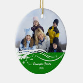 雪片の渦巻のクリスマスの休日の写真のオーナメント セラミックオーナメント (右)