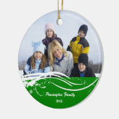 雪片の渦巻のクリスマスの休日の写真のオーナメント セラミックオーナメント (左)