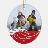 雪片の渦巻のクリスマスの休日の写真のオーナメント セラミックオーナメント (左)