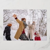 雪片の漂流は非常に陽気なクリスマスの写真 箔シーズンカード (裏面)