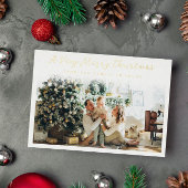 雪片の漂流は非常に陽気なクリスマスの写真 箔シーズンカード